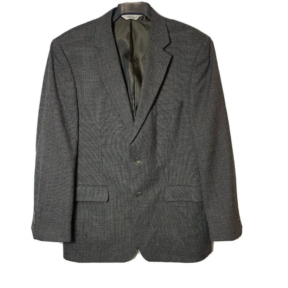 Pronto Uomo Mens Lambswool 2 Button Blazer Sport Coat Black 42 L Single Breasted